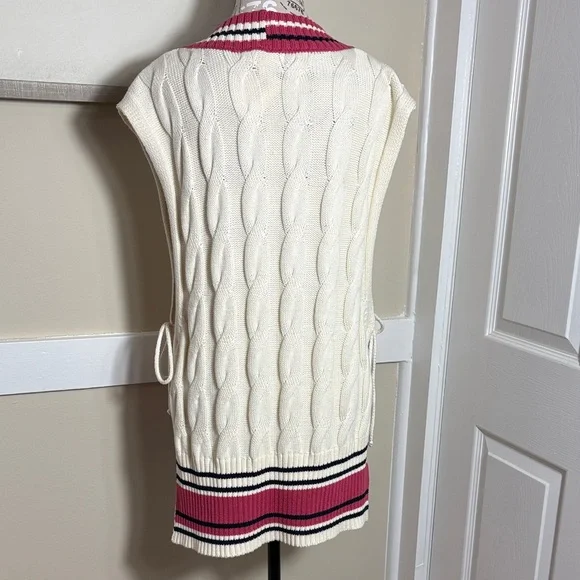 Free People Preppy Cableknit Vest Academia Cotton - Picture 4 of 6